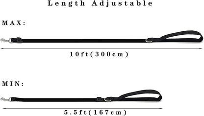 6FT/ 10FT Adjustable Dog Leash, Nylon Dog Leashes for Medium Large Dogs (6FT, Brown)
