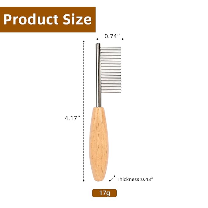 HOP Pet Face comb for Small Dogs,Eye Comb for Cats and Puppies, Fine Tooth Metal Comb with Wooden Handle, Tear Stain Removal and Eye Gunk Removal