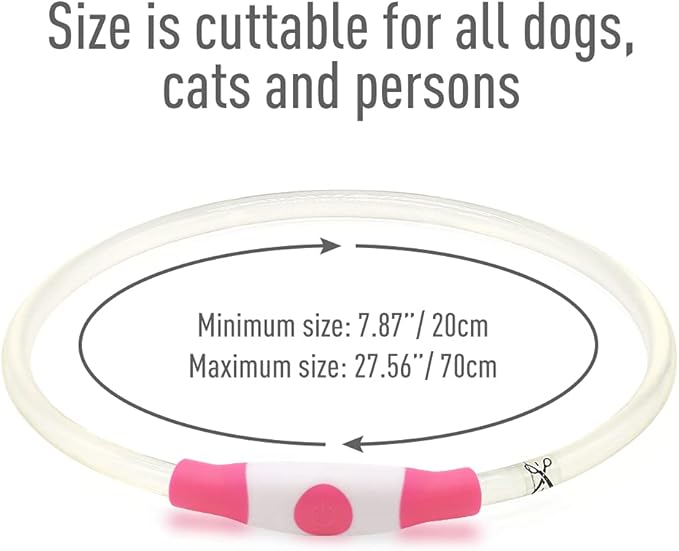 Colaseeme LED Dog Collar, Light Up Dog Collar 1 Count USB Rechargeable TPU Glow Safety Dog Necklace Light, Dog Lights for Medium Large Dogs (Pink)