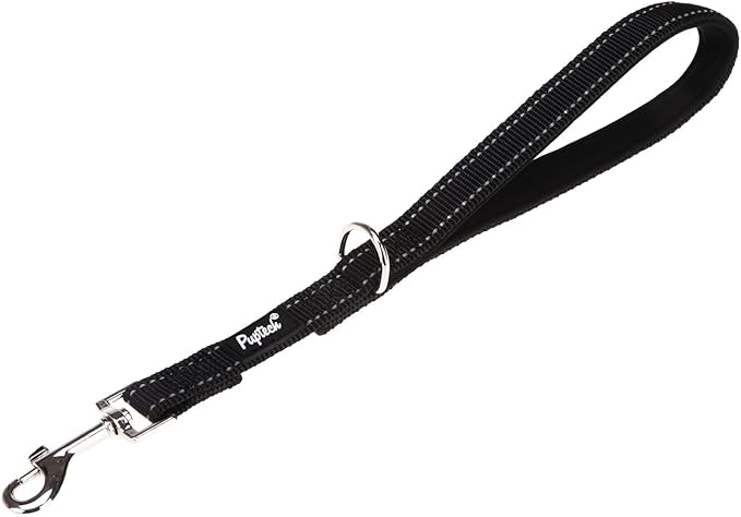 PUPTECK Reflective Dog Leash with Comfortable Padded Handle Durable Nylon Dog Lead for Small Medium and Large Dogs Cats Walking Running Training Outside, Black