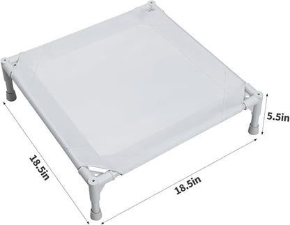 Love&go Elevated Dog Bed with Metal Frame, Cooling Raised Pet Cot for Dog and Cat (S - Grey, Small-18.5x18.5x5.5 inch)