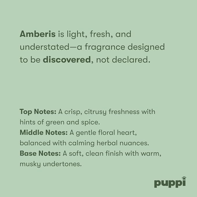 PUPPI Gentle Dog Shampoo Mini (Amberis) | 3.1 fl oz. / 92 ml | Enriched with Aloe Vera and Cucumber Extract | Hypoallergenic Dog Shampoo Sensitive Skin | Travel Size Shampoo