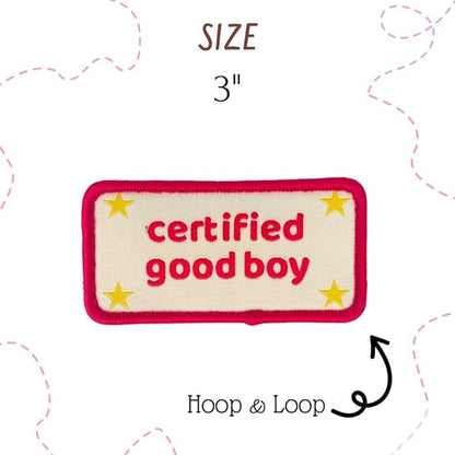 Certified Good Boy Girl Dog Harness Patches | Hoop & Loop Funny Cute Dogs Patch for Removable Vest Collar Tactical Working Moral Training Tracking Service Dog Doggie Pet Embroidery Accessories (Boy)