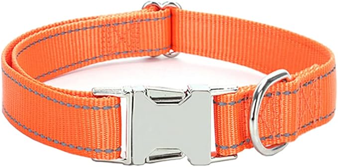 Love Dream Reflective Dog Collar with Metal Buckle, Adjustable Safety Nylon Dog Collars with Heavy Duty Quick Release Buckle for Small Medium Large Dogs, Pet Collar with ID Tag Ring