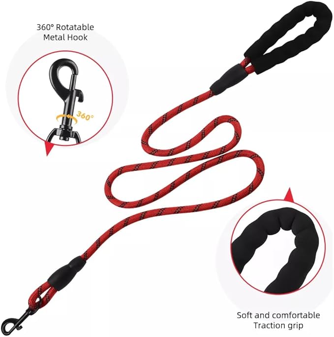 Dog Harness No Pull Adjustable Reflective,for Medium and Large Small Dog with Leash 59.06in (Red, S)