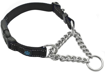 Max and Neo Stainless Steel Chain Martingale Collar - We Donate to a Dog Rescue for Every Collar Sold (Small, Black)