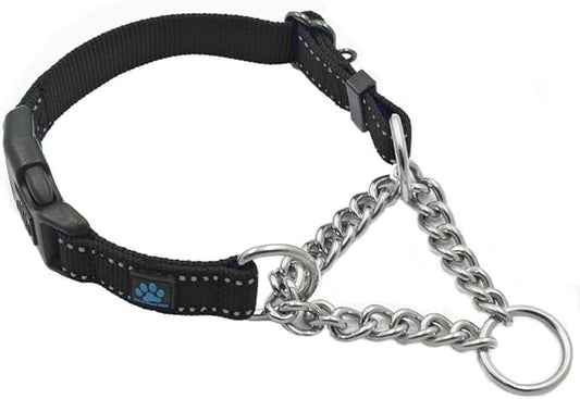 Max and Neo Stainless Steel Chain Martingale Collar - We Donate to a Dog Rescue for Every Collar Sold (Small, Black)