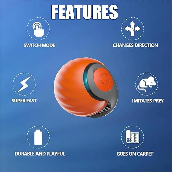 Yikuhot Interactive Cat Toys for Indoor Cats, 2Packs and 4 Tails Automatic Moving Cat Toys Ball,Cat Toy,Two Speed Tails Adjustment (Orange + Blue)