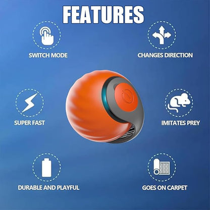 Yikuhot Interactive Cat Toys for Indoor Cats, 2Packs and 4 Tails Automatic Moving Cat Toys Ball,Cat Toy,Two Speed Tails Adjustment (Orange + Blue)