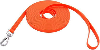 Waterproof Dog Training Leash 50FT 30FT 15FT 10FT 5FT Heavy Duty Recall Long Lead for Large Medium Small Dogs (15FT, Orange)