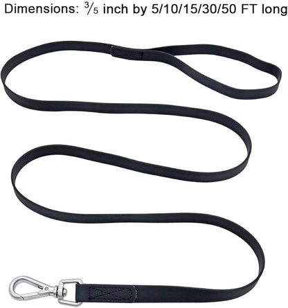 Waterproof Dog Training Leash 50FT 30FT 15FT 10FT 5FT Heavy Duty Recall Long Lead for Large Medium Small Dogs (15FT, Black)