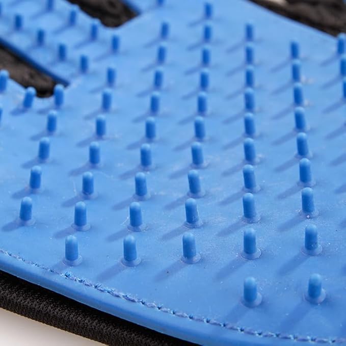 Efficient Pet Grooming Glove - Gentle Shedding Brush for Dogs, Cats, Horses, & more with Long & Short Hair - Right Hand Only (Blue)