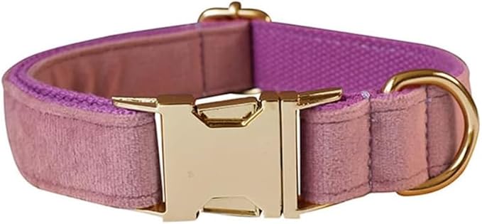JAY D.L Dog Collar and Leash Set，Soft & Comfy Velvet Dog Collars with Heavy Duty Metal Buckle and Matching Lead Adjustable for Small Medium Large Dogs (Small, Light Purple)