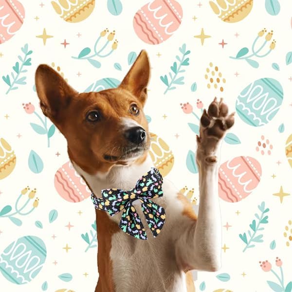 Unique style paws Easter Dog Collar with Bow Easter Eggs Chicken Collar with Flower for Small Medium Large Boys Girls Dogs