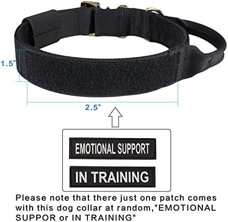 EXCELLENT ELITE SPANKER Tactical Dog Collar Military Adjustable Heavy Duty Training Dog Collar with Metal Buckle and Control Handle(Black)