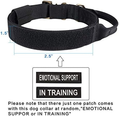EXCELLENT ELITE SPANKER Tactical Dog Collar Military Adjustable Heavy Duty Training Dog Collar with Metal Buckle and Control Handle(Black)