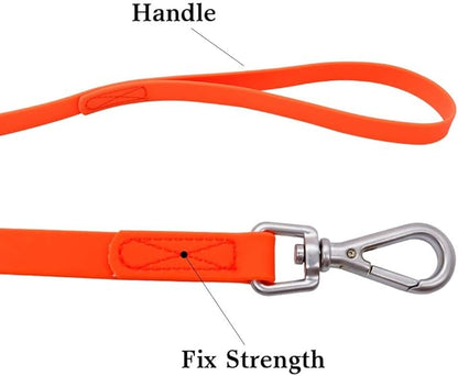 Waterproof Dog Training Leash 50FT 30FT 15FT 10FT 5FT Heavy Duty Recall Long Lead for Large Medium Small Dogs (15FT, Orange)