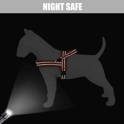 Didog Soft Flannel Padded Dog Vest Harness, No Pull/Quick Fit Reflective Dog Strap Harness, Easy for Training Walking (M:Chest 21-26", Orange)