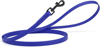 Dogline Biothane Waterproof Dog Leash Strong Coated Nylon Webbing with Black Hardware Odor-Proof Easy to Clean High Performance for Small or Large Dogs Made in USA 4 or 6 ft Lead, Blueberry Royal