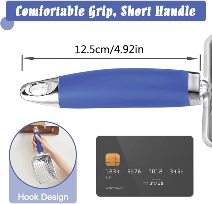 Apidgrowth Cat Litter Scoop -Stainless Steel Metal Cat Litter Scoop-Sturdy Mesh Scooper - Mesh Shovel-Easy to Clean - Suitable for Cat Litter Box -Navy Blue