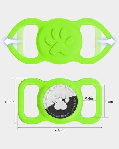 Dynmeow Dog Cat Collar Holder Compatible with Airtag, Anti-Lost Silcione Holder for 3/4-1" inch Wide Collar, Green, M(1 Pack)