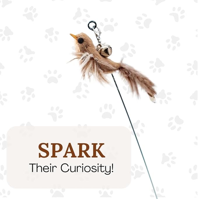 GADGETSOLOGY Cat Toys for Bored Indoor Adult Cats Any Surface Base Wand Stimulation Toys for Indoor Cats Cat Feather Toy Cat Feather Cat Toy Wand Juguetes para Gatos Activos Juegos para Gatos