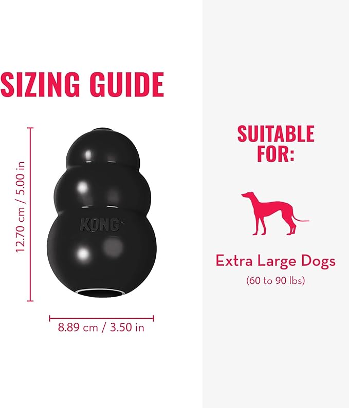 KONG Extreme Dog Toy - Fetch & Chew Toy - Treat-Filling Capabilities & Erratic Bounce for Extended Play Time Most Durable Natural Rubber Material - for Power Chewers - for X-Large Dogs