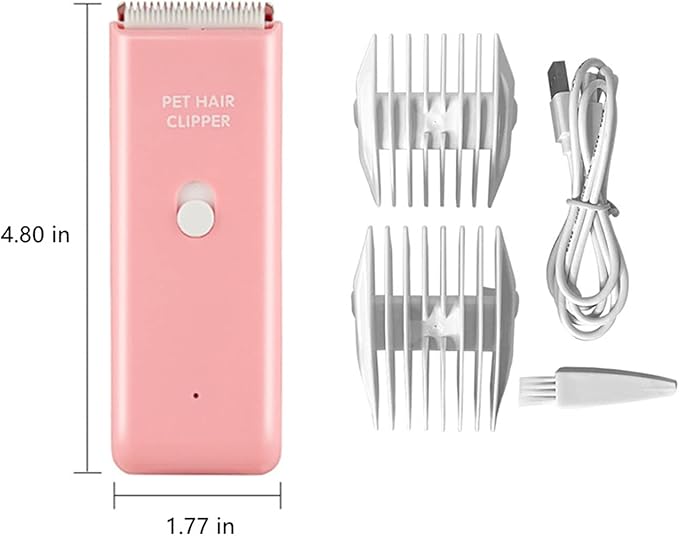 Tileon Dog Clippers,Quiet Washable USB Rechargeable Cordless Dog Grooming Kit,Electric Pets Hair Trimmers Shaver Shears for Dogs and Cats Pink