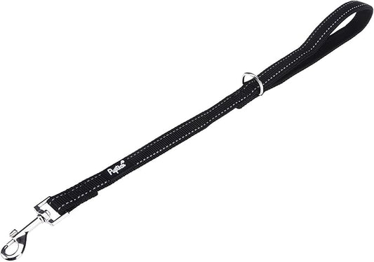 PUPTECK Reflective Short Dog Leash with Comfortable Padded Handle Durable Nylon Dog Lead for Small Medium and Large Dogs Cats Walking Running Training Outside, Black