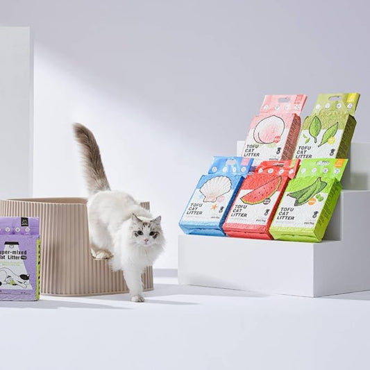 Michu Tofu Cat Litter Natural Clumping Tofu Cat Litter, Fast Clumping and Easily Scoop-able 5.5lb/88oz 5 Scents - Watermelon, 3 Pack
