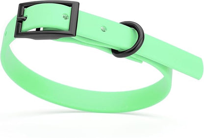 Dogline Biothane Waterproof Dog Collar Strong Coated Nylon Webbing with Black Hardware Odor- Proof for Easy Care Easy to Clean High Performance Fits Small Medium or Large Dogs, Sea Foam Green