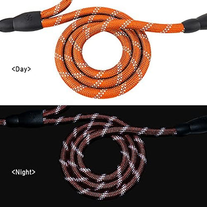 PLUTUS PET Rope Dog Leash 6ft Long,Traffic Padded Two Handle,Heavy Duty,Reflective Double Handles Lead for Control Safety Training,Leashes for Large Dogs or Medium Dogs,Dual Handles Leads(Orange)