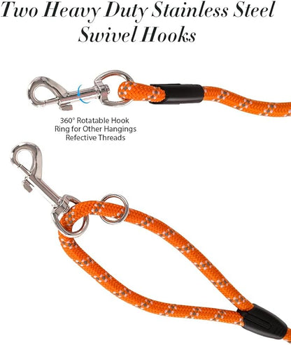 2 Pack Orange&Blue 20FT Long Dog Leashes,Dog Training Lead for Large Medium Small Dogs Outside Walking, Playing, Camping, or Yard