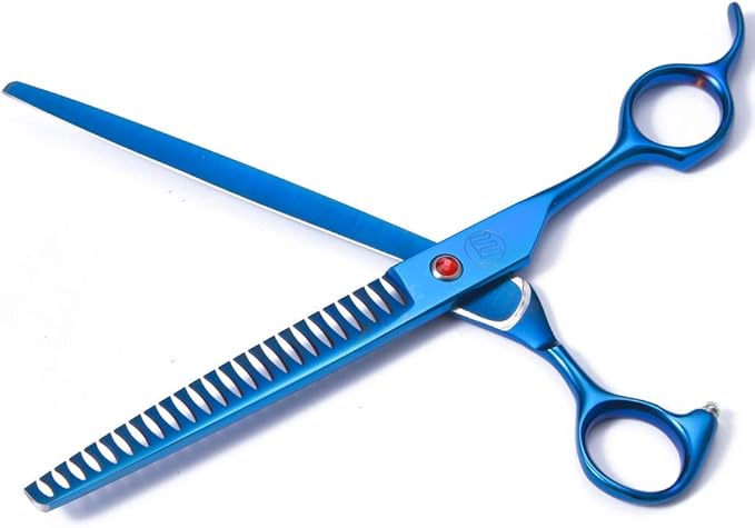 Professional Dog Scissors Set - 7/8 Inch Pet Grooming Shears, Chunkers, Curved and Thinning Scissors With Comb