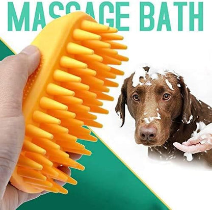 ZOOPOLR Pet Silicone Shampoo Brush for Long & Short Hair, Pink ( New ), Medium Large Pets Dogs Cats, Silicone Shower Wash Curry Brush, Massage Comb