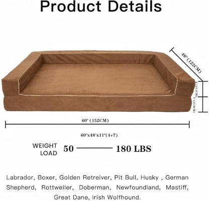 Mama halo Oversized Human Dog Bed & Orthopedic Big Dog Bed, Actual Firm Foam Support, Waterproof Durable Cool Fabric, Smooth Zipper, Joint Relief Bed for Giant Dog, 60"x48" (Mocca Mousse, XX-Large)