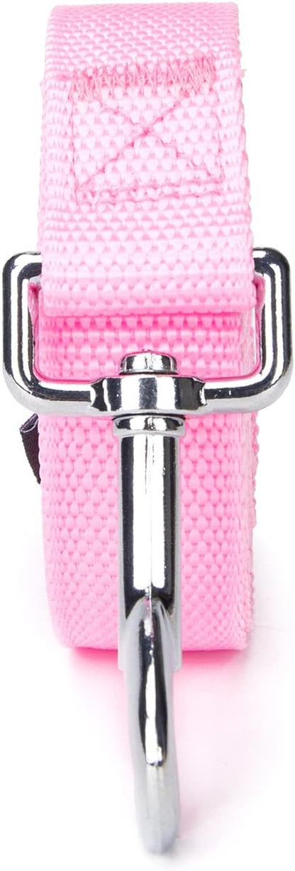 Siumouhoi Strong Durable 15ft Nylon Dog Training Leash, 1 Inch Wide Traction Rope, for Small and Medium Dog (Pink, 15 Feet)