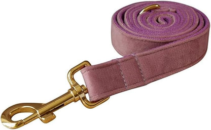JAY D.L Dog Collar and Leash Set，Soft & Comfy Velvet Dog Collars with Heavy Duty Metal Buckle and Matching Lead Adjustable for Small Medium Large Dogs (Small, Light Purple)