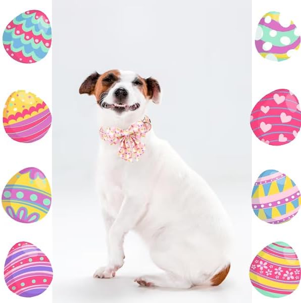 Unique style paws Easter Dog Collar with Bow Easter Eggs Chicken Collar with Flower for Small Medium Large Boys Girls Dogs