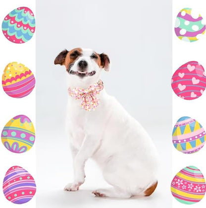 Unique style paws Easter Dog Collar with Bow Easter Eggs Chicken Collar with Flower for Small Medium Large Boys Girls Dogs