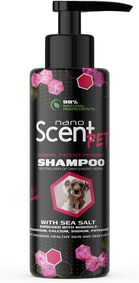 nanoSCENT Pet Shampoo with Sea Salt for Dogs & Cats – Nano Tech Long-Lasting Fresh Clean Scent, Eliminates Odors All Day, Professional-Strength Formula, 13× Longer Lasting - Floral Daze (200mL)