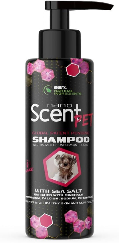 nanoSCENT Pet Shampoo with Sea Salt for Dogs & Cats – Nano Tech Long-Lasting Fresh Clean Scent, Eliminates Odors All Day, Professional-Strength Formula, 13× Longer Lasting - Floral Daze (200mL)
