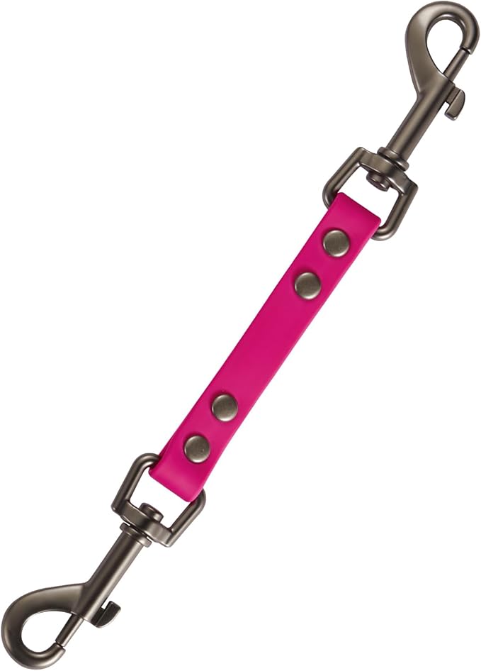 Dog Safety Collar Clip – Waterproof Backup Connector with Dual Hooks for Harness and Collar | Leash Safety Attachment for Training & Walking (Pink, 9 inch)