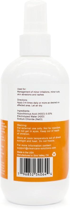 Hypochlorous Acid Spray for Pets - Pet Wound and Skin Care - Non-Stinging, Natural Formula, Relieves Itching - 237ml