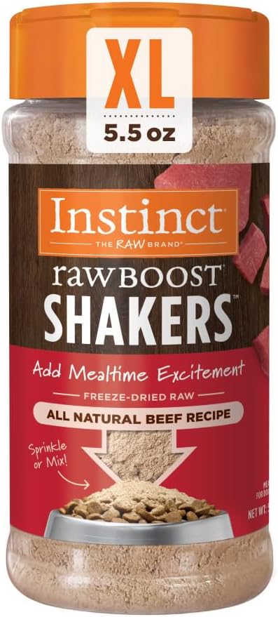 Instinct Raw Boost Shakers, Freeze-Dried Powder, Dog Food Topper - Beef, 5.5 oz. Bottle