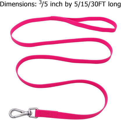Waterproof Dog Training Leash 50FT 30FT 15FT 10FT 5FT Heavy Duty Recall Long Lead for Large Medium Small Dogs (5FT, Pink)