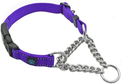 Max and Neo Stainless Steel Chain Martingale Collar - We Donate to a Dog Rescue for Every Collar Sold (Large, Purple)