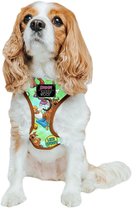 Sassy Woof Dog Adjustable Harness - Scooby-Doo™ - S, Breathable Mesh, No Pull Design with Two D-Rings, Patented Design, Perfect for Small Dogs and Puppies - Officially Licensed