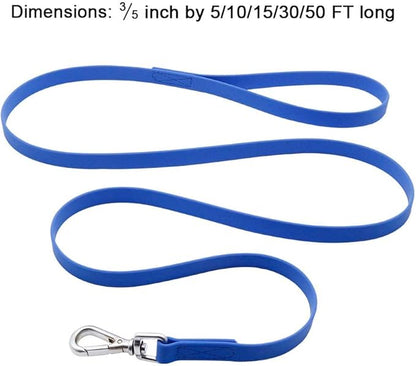 Waterproof Dog Training Leash 50FT 30FT 15FT 10FT 5FT Heavy Duty Recall Long Lead for Large Medium Small Dogs (30FT, Blue)