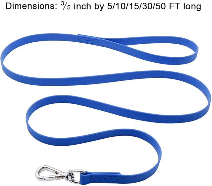 Waterproof Dog Training Leash 50FT 30FT 15FT 10FT 5FT Heavy Duty Recall Long Lead for Large Medium Small Dogs (50FT, Blue)
